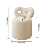Contemporary Nordic Cream Lambswool Vanity Stool – Solid Wood, Cylinder-Bow Backrest, Bedroom-Ready