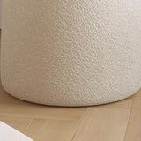 Contemporary Nordic Cream Lambswool Vanity Stool – Solid Wood, Cylinder-Bow Backrest, Bedroom-Ready