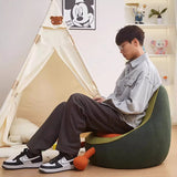 Contemporary Kids' Accent Chair — Avocado- and Penguin-Shaped, Lambswool Upholstery, Armless Backrest for Living Room