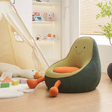 Contemporary Kids' Accent Chair — Avocado- and Penguin-Shaped, Lambswool Upholstery, Armless Backrest for Living Room
