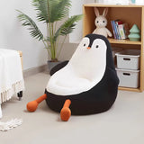 Contemporary Kids' Accent Chair — Avocado- and Penguin-Shaped, Lambswool Upholstery, Armless Backrest for Living Room