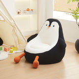 Contemporary Kids' Accent Chair — Avocado- and Penguin-Shaped, Lambswool Upholstery, Armless Backrest for Living Room