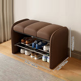 Modern Minimalist Rectangular Iron Shoe Bench with Faux Leather Upholstery, Foam Cushioned Seat on Composite Board, Backless & Armless for Entryways