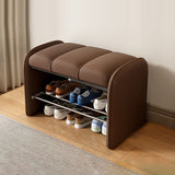 Modern Minimalist Rectangular Iron Shoe Bench with Faux Leather Upholstery, Foam Cushioned Seat on Composite Board, Backless & Armless for Entryways