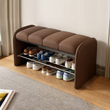 Modern Minimalist Rectangular Iron Shoe Bench with Faux Leather Upholstery, Foam Cushioned Seat on Composite Board, Backless & Armless for Entryways