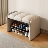 Modern Minimalist Rectangular Iron Shoe Bench with Faux Leather Upholstery, Foam Cushioned Seat on Composite Board, Backless & Armless for Entryways