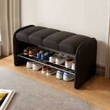 Modern Minimalist Rectangular Iron Shoe Bench with Faux Leather Upholstery, Foam Cushioned Seat on Composite Board, Backless & Armless for Entryways