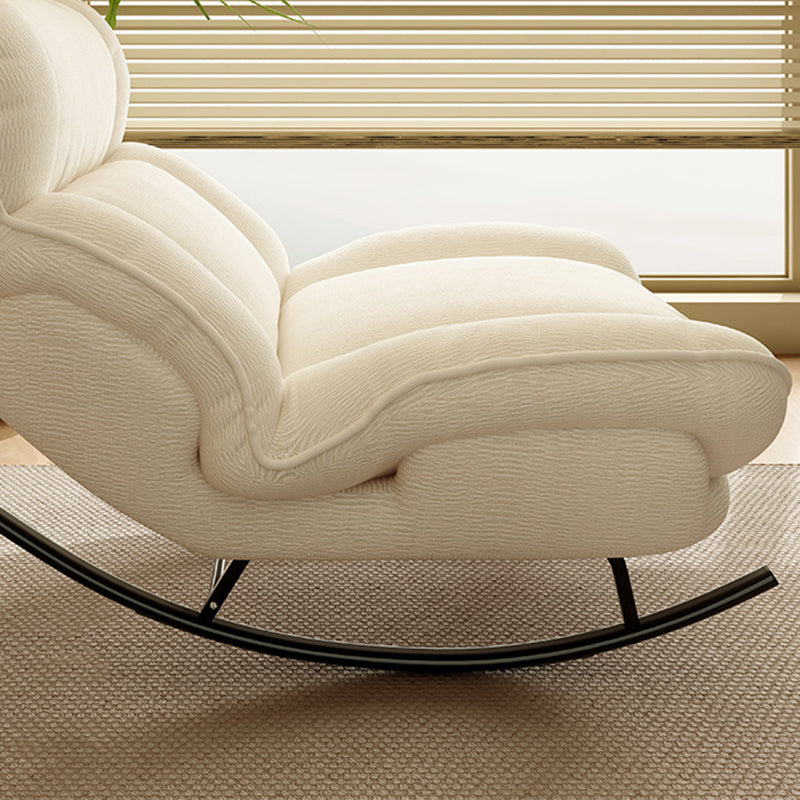 Modern Nordic Velvet Rocking Chair with Adjustable Backrest – Armless Design, Foam Cushion, Carbon Steel Frame for Living Room