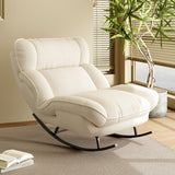 Modern Nordic Velvet Rocking Chair with Adjustable Backrest – Armless Design, Foam Cushion, Carbon Steel Frame for Living Room