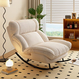 Modern Nordic Velvet Rocking Chair with Adjustable Backrest – Armless Design, Foam Cushion, Carbon Steel Frame for Living Room