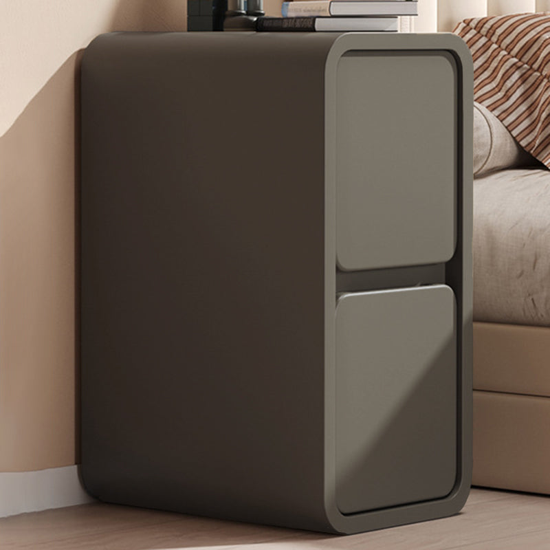Modern Minimalist Rectangular Nightstand with Nappa Microfiber Leather, Solid Wood Construction, 2-Drawer Bedroom Storage