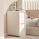 Modern Minimalist Rectangular Nightstand with Nappa Microfiber Leather, Solid Wood Construction, 2-Drawer Bedroom Storage