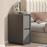 Modern Minimalist Rectangular Nightstand with Nappa Microfiber Leather, Solid Wood Construction, 2-Drawer Bedroom Storage