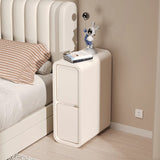 Modern Minimalist Rectangular Nightstand with Nappa Microfiber Leather, Solid Wood Construction, 2-Drawer Bedroom Storage