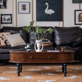 Traditional French Rectangle Solid Pine Wood Coffee Table with 2 Drawers for Living Room