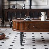 Traditional French Rectangle Solid Pine Wood Coffee Table with 2 Drawers for Living Room