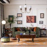 Traditional French Rectangle Solid Pine Wood Coffee Table with 2 Drawers for Living Room