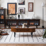 Traditional French Rectangle Solid Pine Wood Coffee Table with 2 Drawers for Living Room
