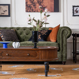 Traditional French Rectangle Solid Pine Wood Coffee Table with 2 Drawers for Living Room
