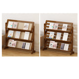 Contemporary 3-Tier Bamboo Rattan-Weave Bookshelf, Square Oblique Design for Living Room