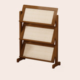 Contemporary 3-Tier Bamboo Rattan-Weave Bookshelf, Square Oblique Design for Living Room