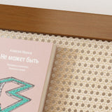 Contemporary 3-Tier Bamboo Rattan-Weave Bookshelf, Square Oblique Design for Living Room