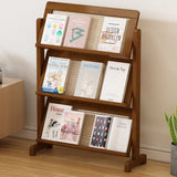 Contemporary 3-Tier Bamboo Rattan-Weave Bookshelf, Square Oblique Design for Living Room