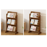 Contemporary 3-Tier Bamboo Rattan-Weave Bookshelf, Square Oblique Design for Living Room