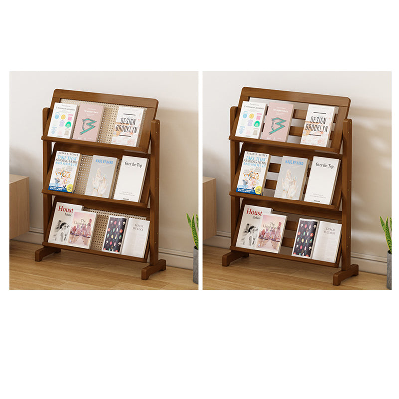Contemporary 3-Tier Bamboo Rattan-Weave Bookshelf, Square Oblique Design for Living Room