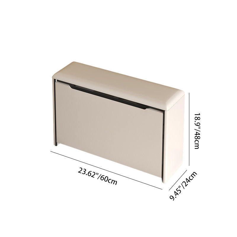 Modern Minimalist PU Leather Shoe Storage Bench with Pine Wood Legs - 2-Tier Rectangular Entryway Organizer