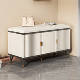 Contemporary Nordic Cream 2-Tier Rectangular Shoe Storage Rack – Faux Leather Cubes, Synthetic Board Construction, Entryway Organizer