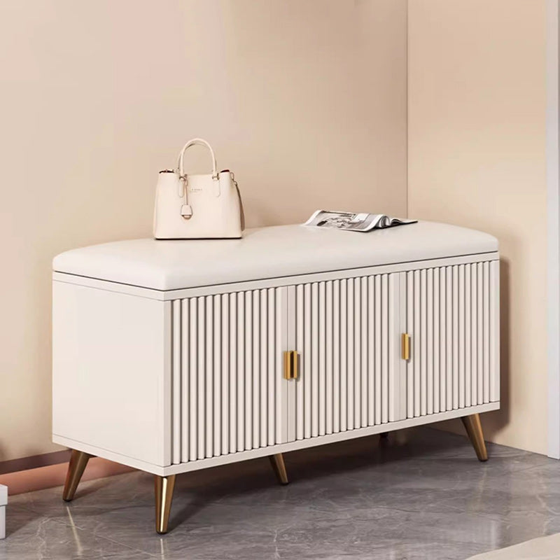 Contemporary Nordic Cream 2-Tier Rectangular Shoe Storage Rack – Faux Leather Cubes, Synthetic Board Construction, Entryway Organizer