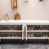 Contemporary Nordic Cream 2-Tier Rectangular Shoe Storage Rack – Faux Leather Cubes, Synthetic Board Construction, Entryway Organizer