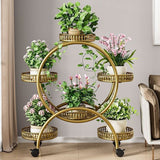 Modern Minimalist Round Ferris Wheel-Shaped Iron Display Rack, Movable with 4/6/8 Trays – Ideal Balcony Organizer