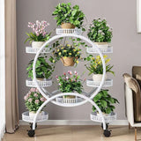 Modern Minimalist Round Ferris Wheel-Shaped Iron Display Rack, Movable with 4/6/8 Trays – Ideal Balcony Organizer