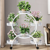 Modern Minimalist Round Ferris Wheel-Shaped Iron Display Rack, Movable with 4/6/8 Trays – Ideal Balcony Organizer
