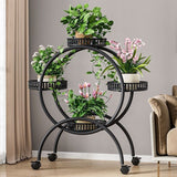 Modern Minimalist Round Ferris Wheel-Shaped Iron Display Rack, Movable with 4/6/8 Trays – Ideal Balcony Organizer
