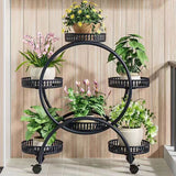 Modern Minimalist Round Ferris Wheel-Shaped Iron Display Rack, Movable with 4/6/8 Trays – Ideal Balcony Organizer