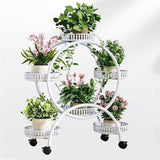 Modern Minimalist Round Ferris Wheel-Shaped Iron Display Rack, Movable with 4/6/8 Trays – Ideal Balcony Organizer