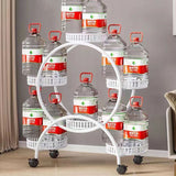 Modern Minimalist Round Ferris Wheel-Shaped Iron Display Rack, Movable with 4/6/8 Trays – Ideal Balcony Organizer