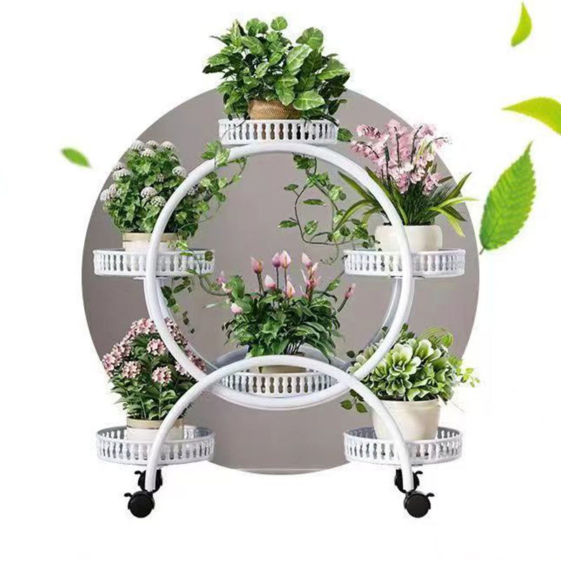 Modern Minimalist Round Ferris Wheel-Shaped Iron Display Rack, Movable with 4/6/8 Trays – Ideal Balcony Organizer