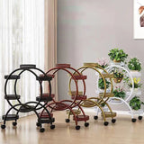 Modern Minimalist Round Ferris Wheel-Shaped Iron Display Rack, Movable with 4/6/8 Trays – Ideal Balcony Organizer