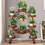 Modern Minimalist Round Ferris Wheel-Shaped Iron Display Rack, Movable with 4/6/8 Trays – Ideal Balcony Organizer