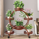 Modern Minimalist Round Ferris Wheel-Shaped Iron Display Rack, Movable with 4/6/8 Trays – Ideal Balcony Organizer