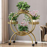Modern Minimalist Round Ferris Wheel-Shaped Iron Display Rack, Movable with 4/6/8 Trays – Ideal Balcony Organizer
