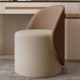 Nordic-Style Contemporary Vanity Stool in Faux Leather & Rubberwood — Cylindrical with Backrest and Swivel for Bedroom