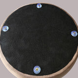 Nordic-Style Contemporary Vanity Stool in Faux Leather & Rubberwood — Cylindrical with Backrest and Swivel for Bedroom