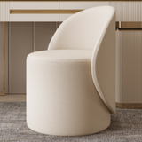 Nordic-Style Contemporary Vanity Stool in Faux Leather & Rubberwood — Cylindrical with Backrest and Swivel for Bedroom