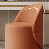 Nordic-Style Contemporary Vanity Stool in Faux Leather & Rubberwood — Cylindrical with Backrest and Swivel for Bedroom