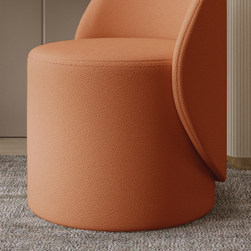 Nordic-Style Contemporary Vanity Stool in Faux Leather & Rubberwood — Cylindrical with Backrest and Swivel for Bedroom